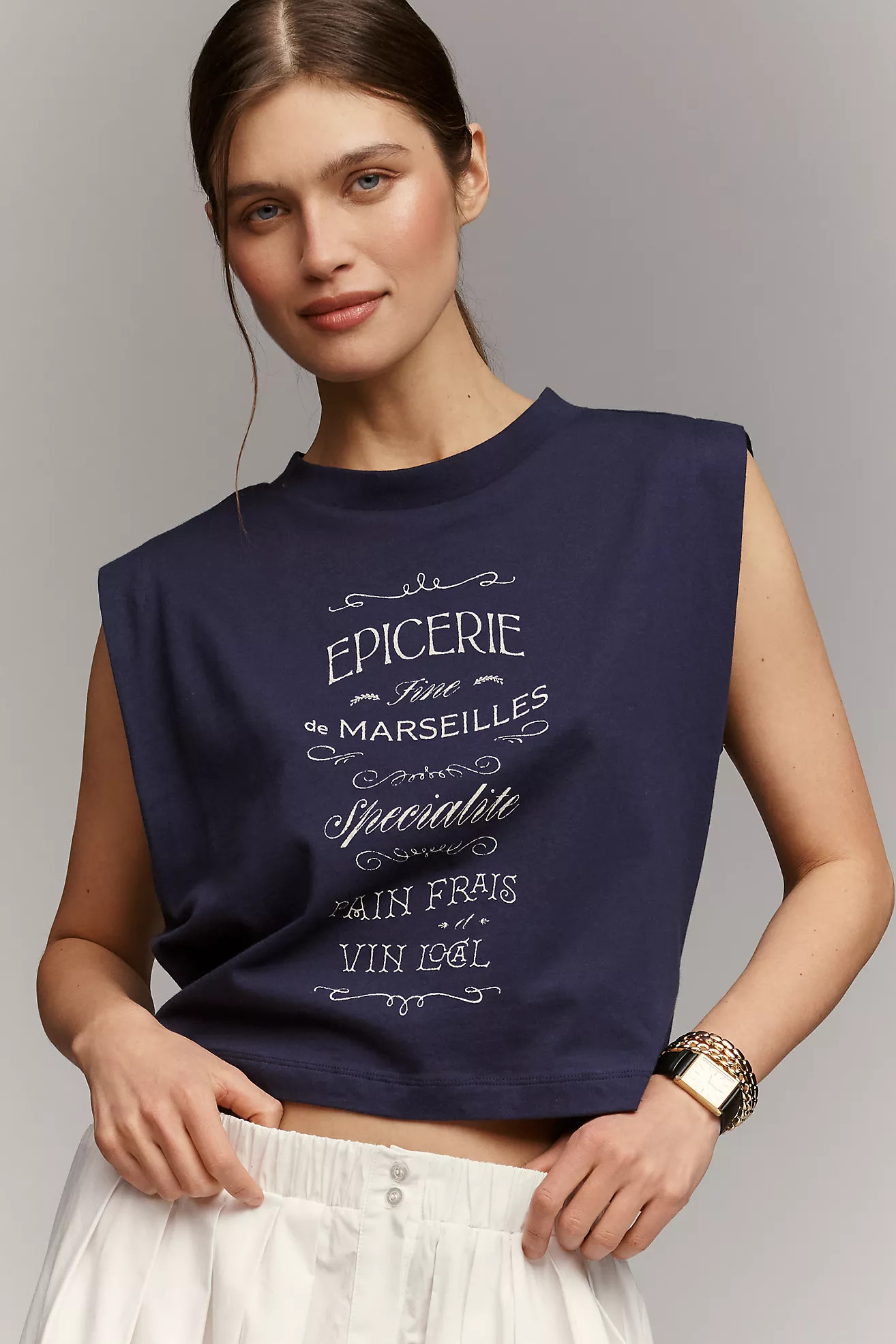 Maeve Cotton Graphic Muscle Tank Top | Anthropologie (US)