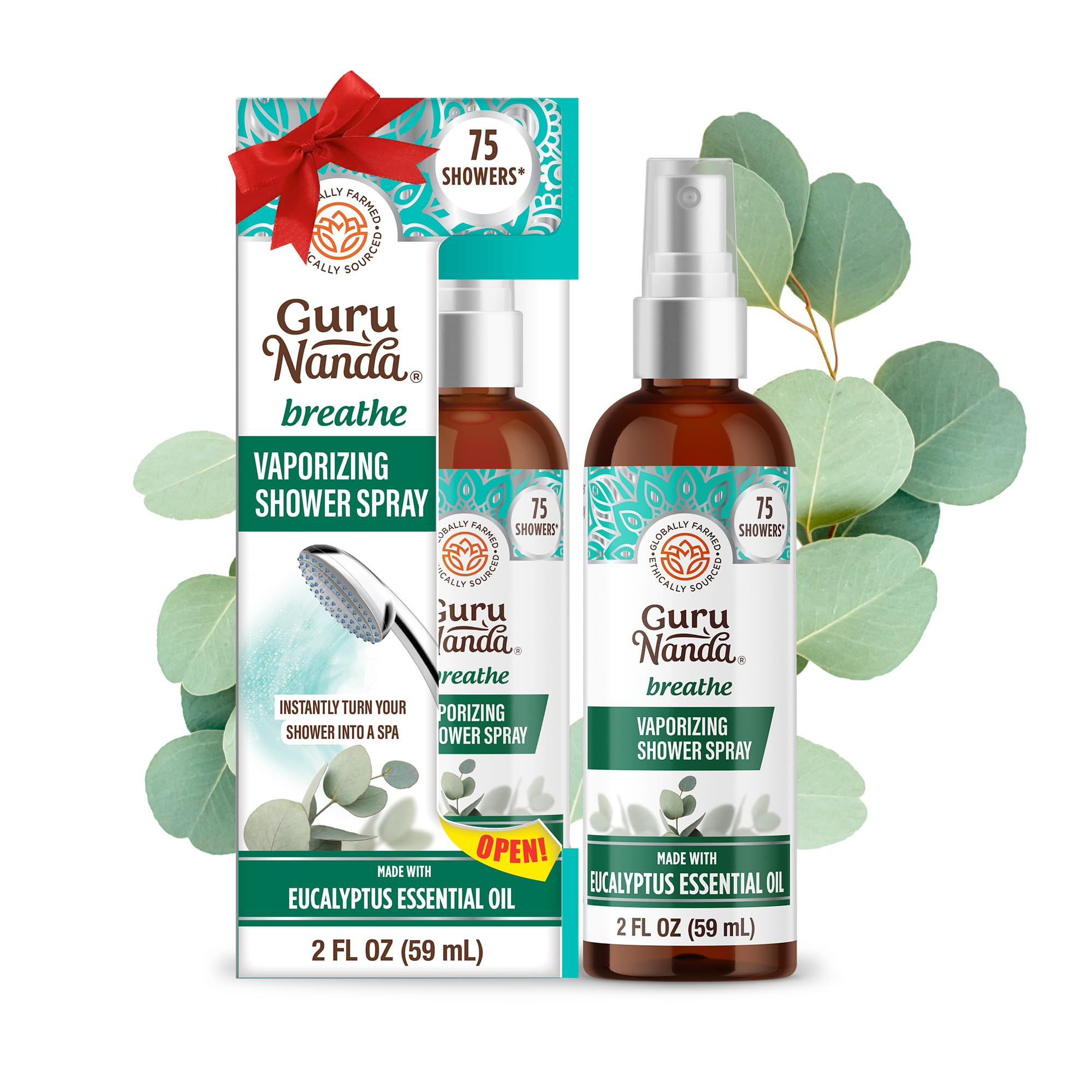 GuruNanda Breathe Vaporizing Shower Spray, Natural Spa Mist & Room Spray with Eucalyptus & Basil ... | Amazon (US)