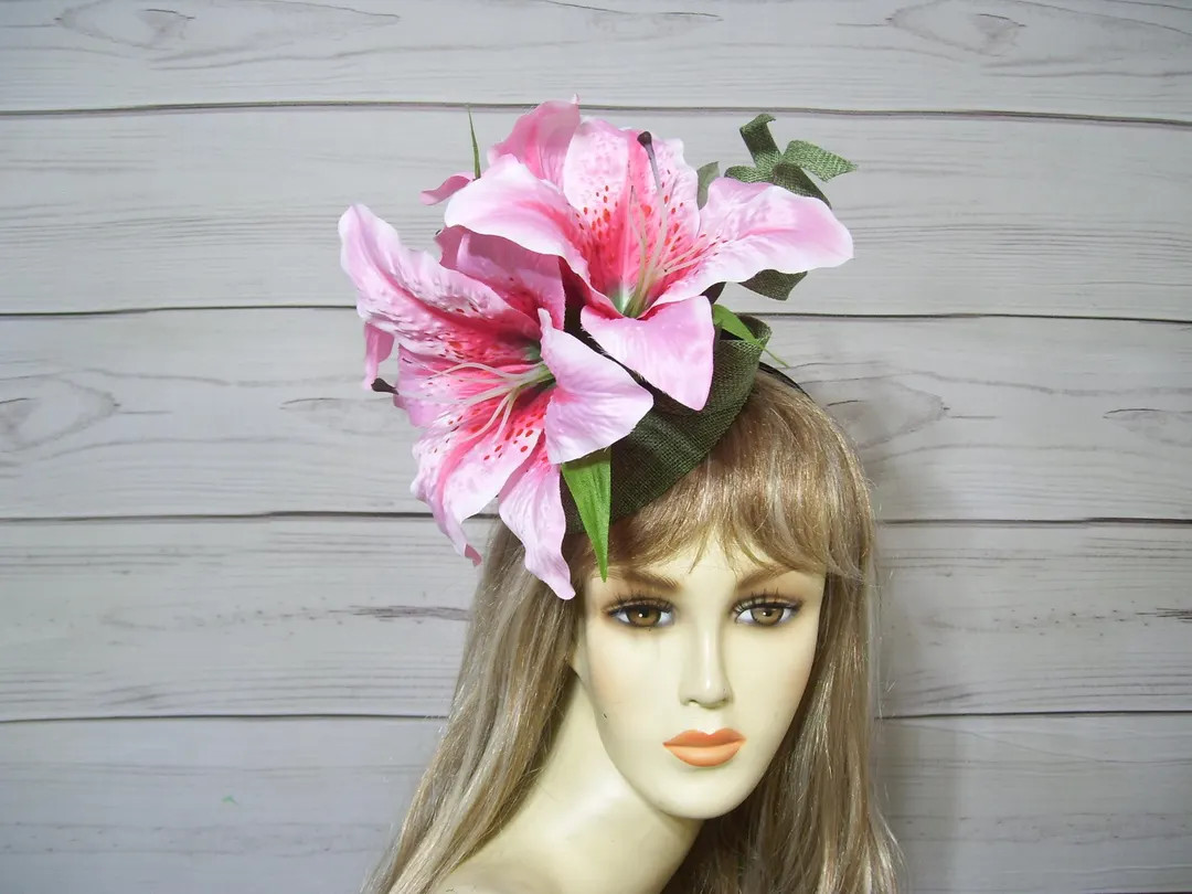 Pink Lily Fascinator, Kentucky Derby Fascinator Hat, Wedding, Tea Party Headpiece, Horse Races, M... | Etsy (US)