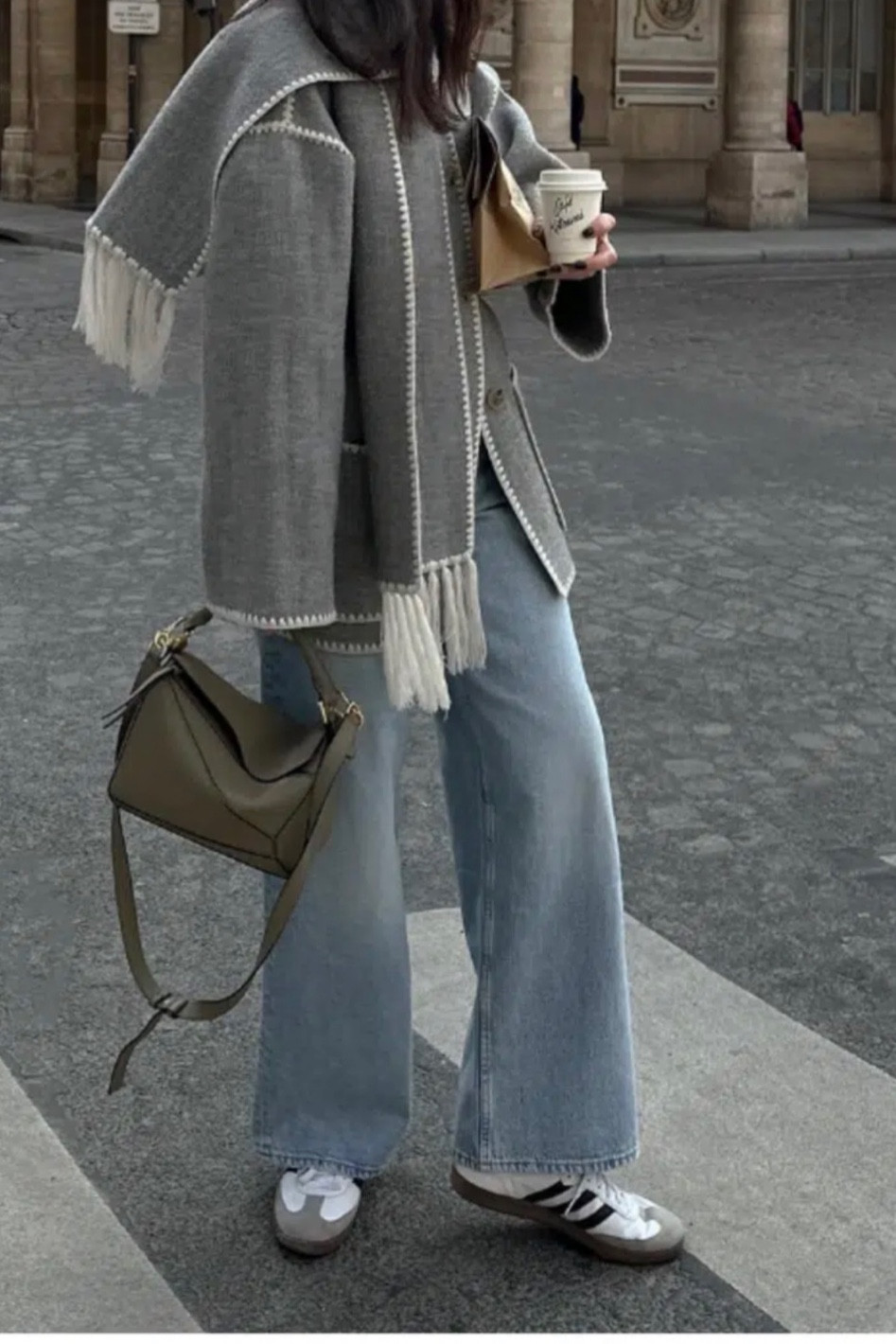 Fall look sambas slouchy denim and scarf jacket

#LTKstyletip #LTKitbag #LTKshoecrush