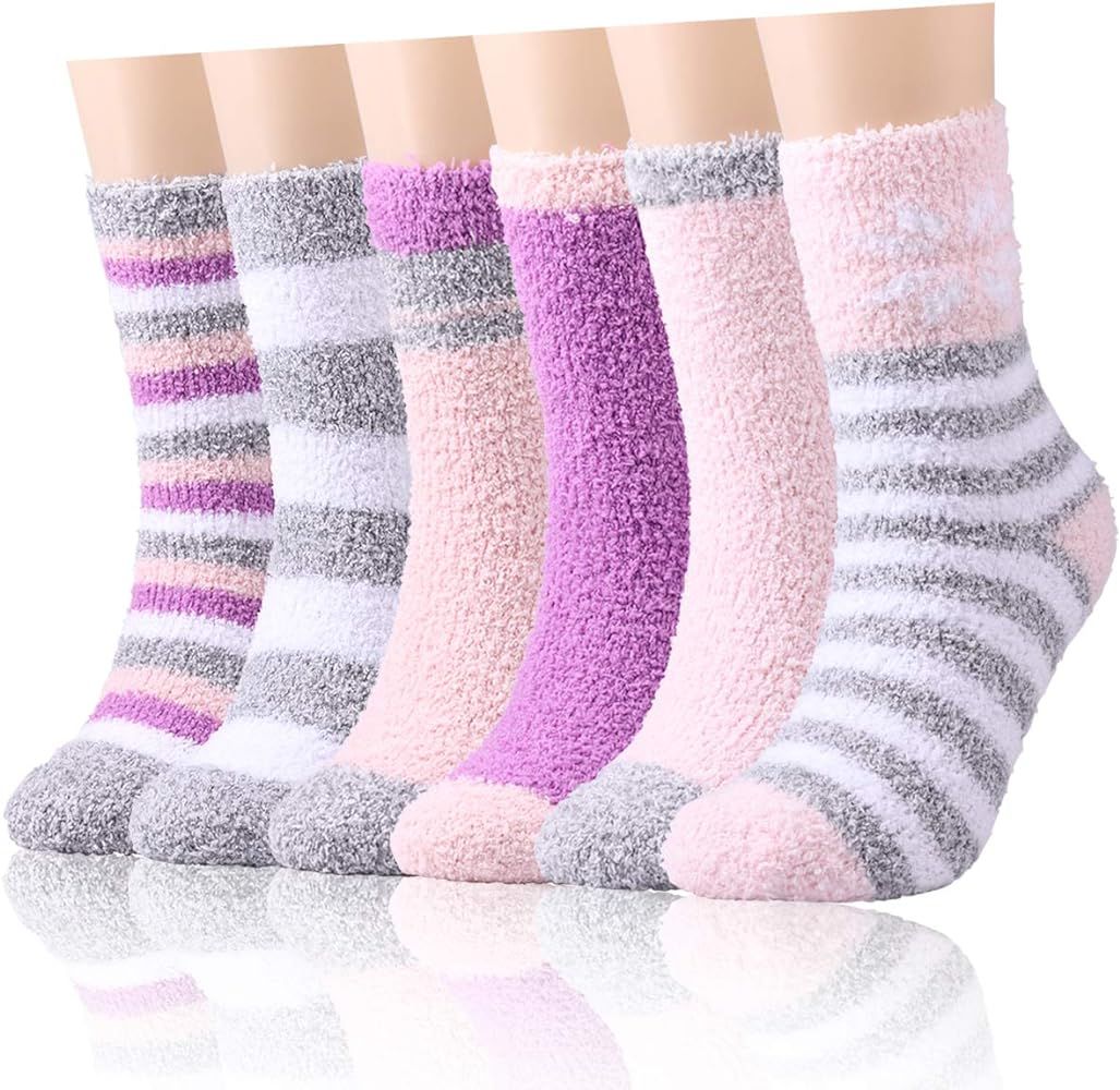 Fuzzy Socks for Women,Valentine's Day Socks Warm Soft Fluffy Socks for Girls Home Sleeping Indoor Th | Amazon (US)