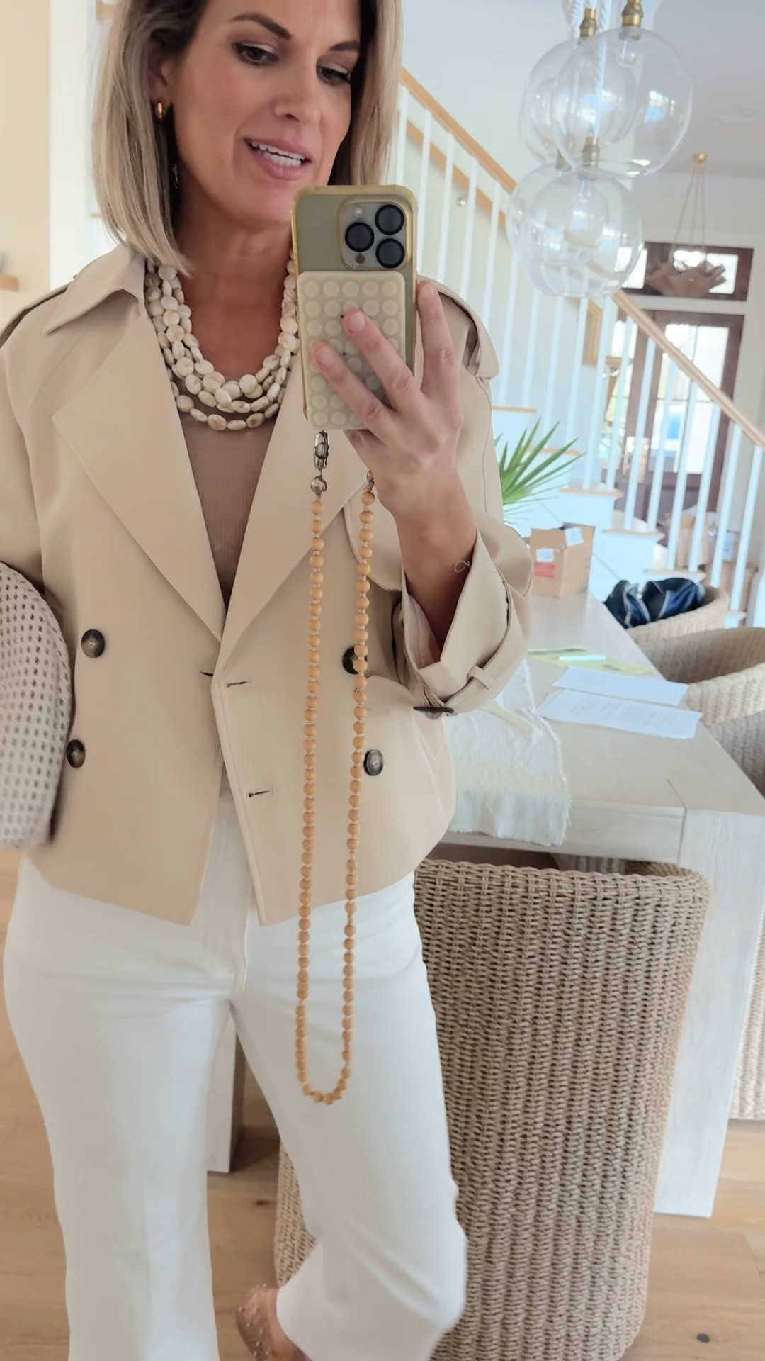 Spring outfit!  Wearing small in the tops and 27 tall in the white jeans. I am 5’11”.  Jelly Shoes true to size.  

#LTKOver40 #LTKTall #LTKootd