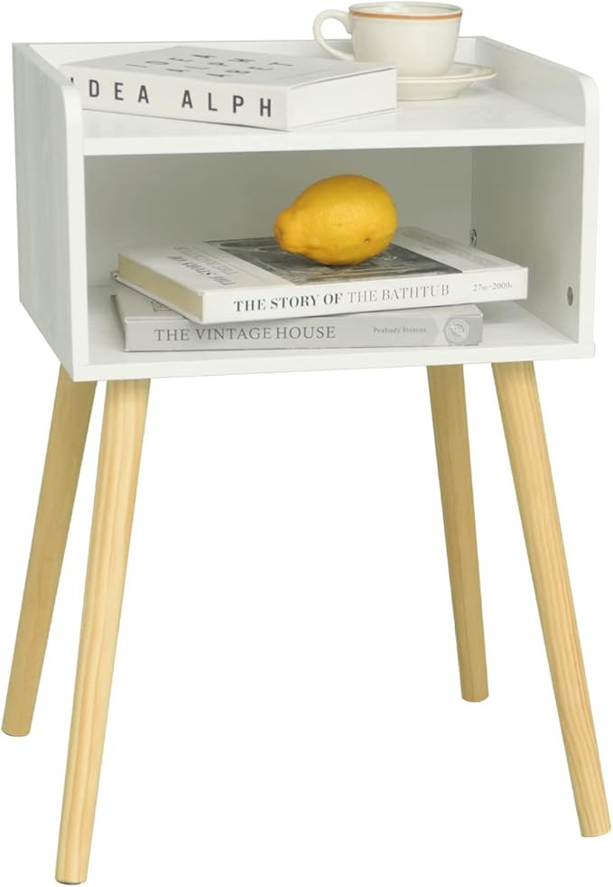 MaxSmeo White Nightstand, Small Bed Side Table for Small Spaces,Mid Century Modern Nightstand End... | Amazon (US)