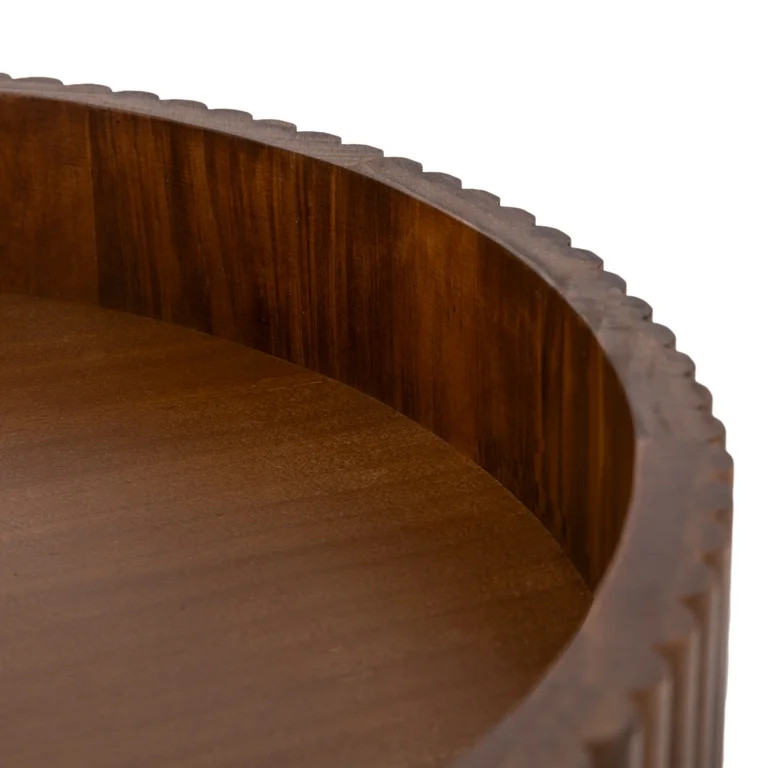 Better Homes & Gardens Ribbed Wood Decorative Tray, Walnut Finish, 16.4" | Walmart (US)