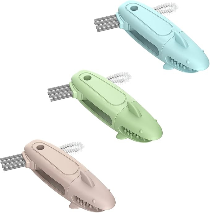 SharkBrush-3 in 1 Cup Lid Gap Cleaning Brush Set, 3Pcs Bottle Gap Cleaner Brush, Silicone Cup Lid... | Amazon (US)