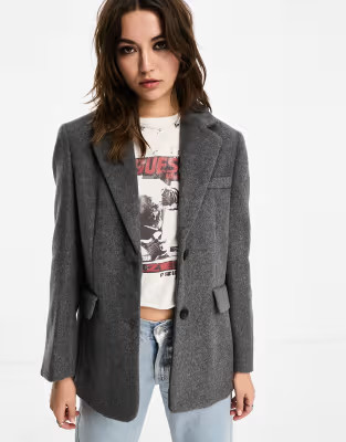 Stradivarius wool blend blazer in dark gray  | ASOS | ASOS (Global)