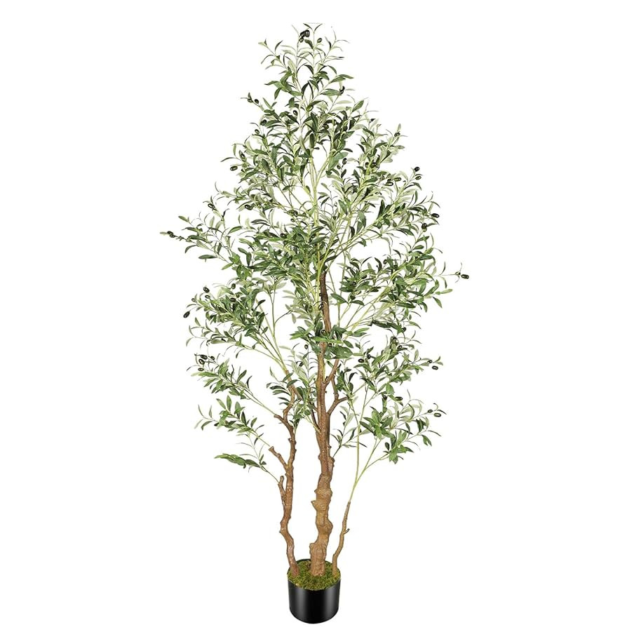 7.2ft Artificial Olive Tree (85in) with Plastic Nursery Pot Faux Olive Silk Tree, Fruits Fake Pla... | Amazon (US)