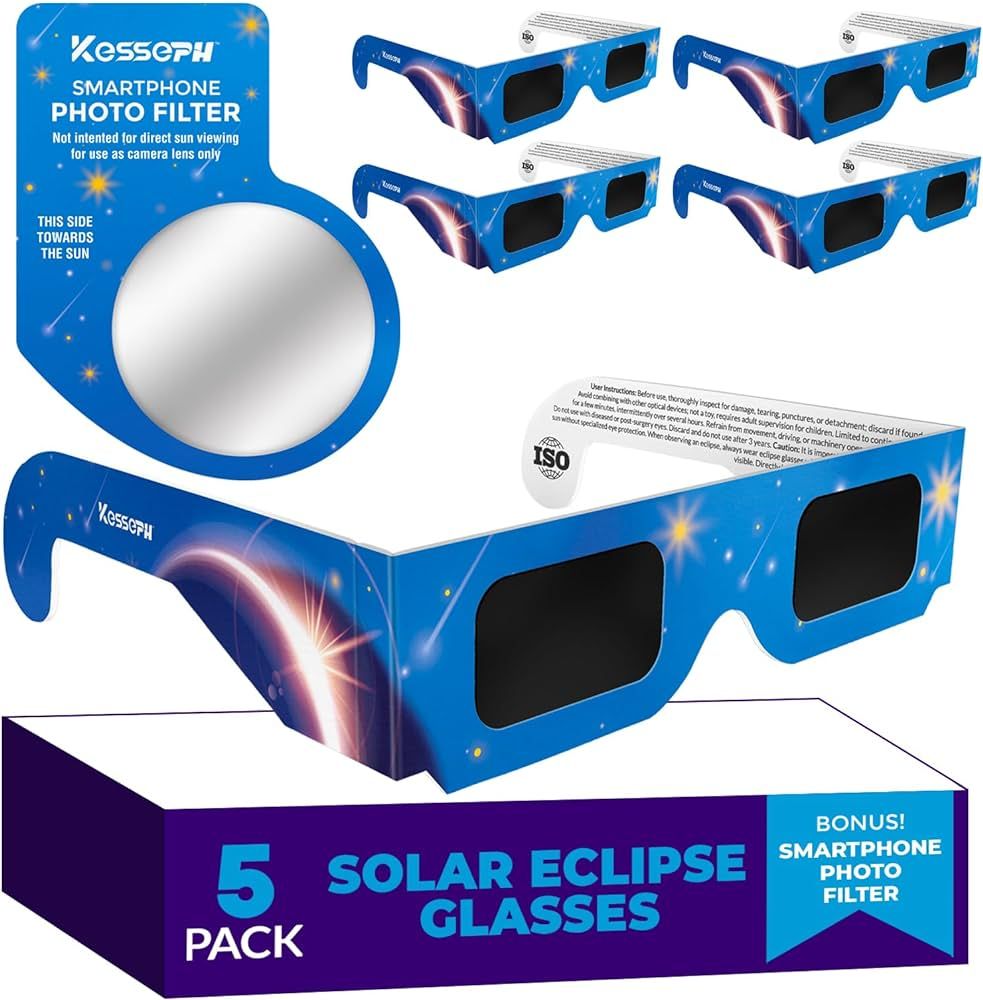 Solar Eclipse Glasses Approved 2024, (5 Pack) CE and ISO Certified Solar Eclipse Observation Glas... | Amazon (US)