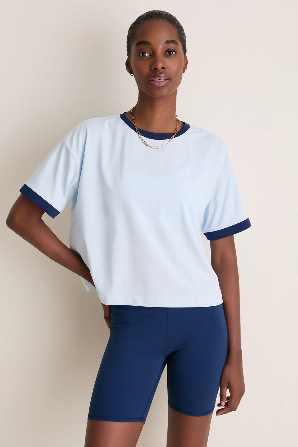Light Blue and Navy Performance Cotton Flo Ringer Tee | Tuckernuck (US)