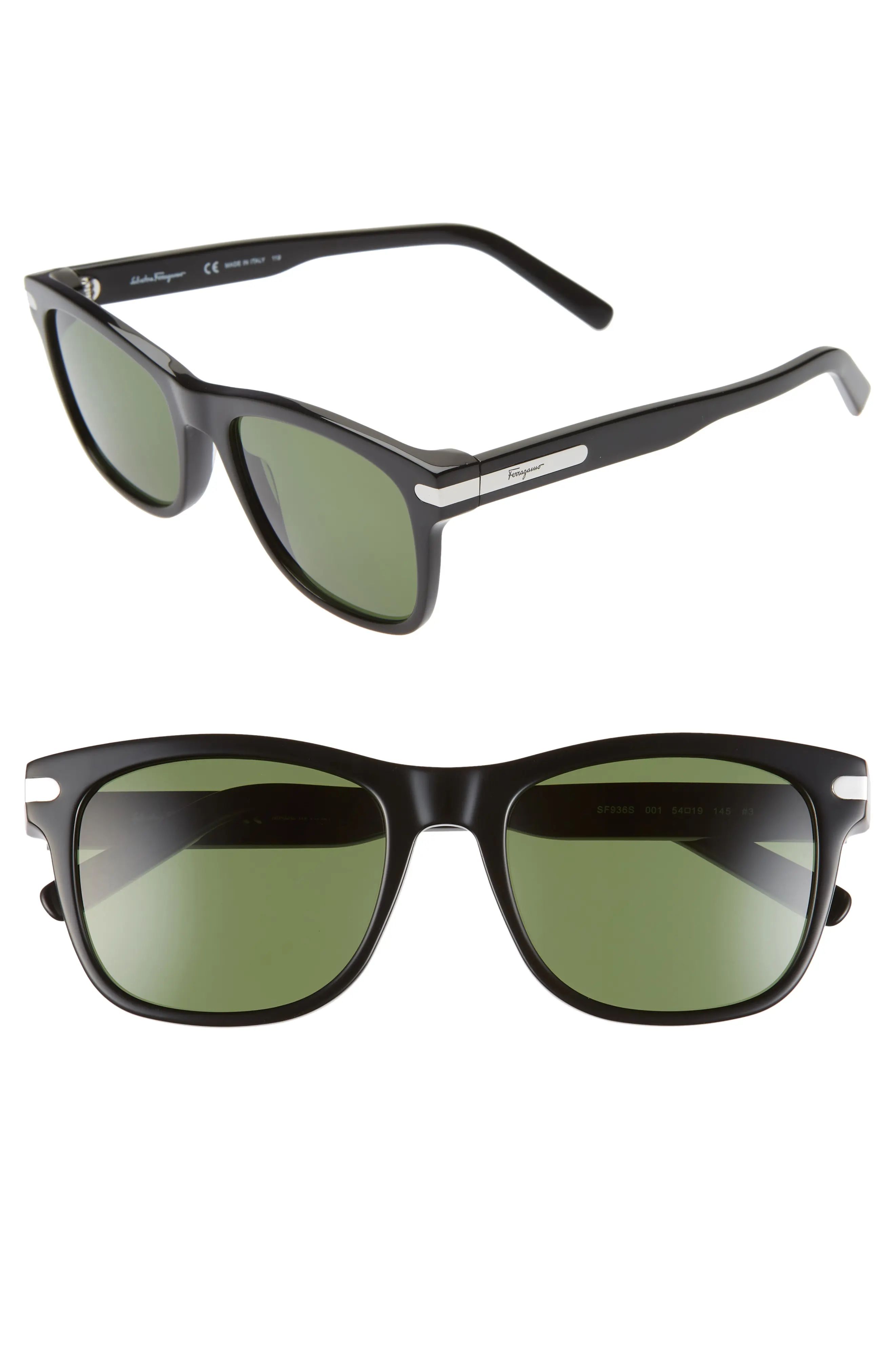 Salvatore Ferragamo Capsule 54mm Rectangle Sunglasses in Black at Nordstrom | Nordstrom