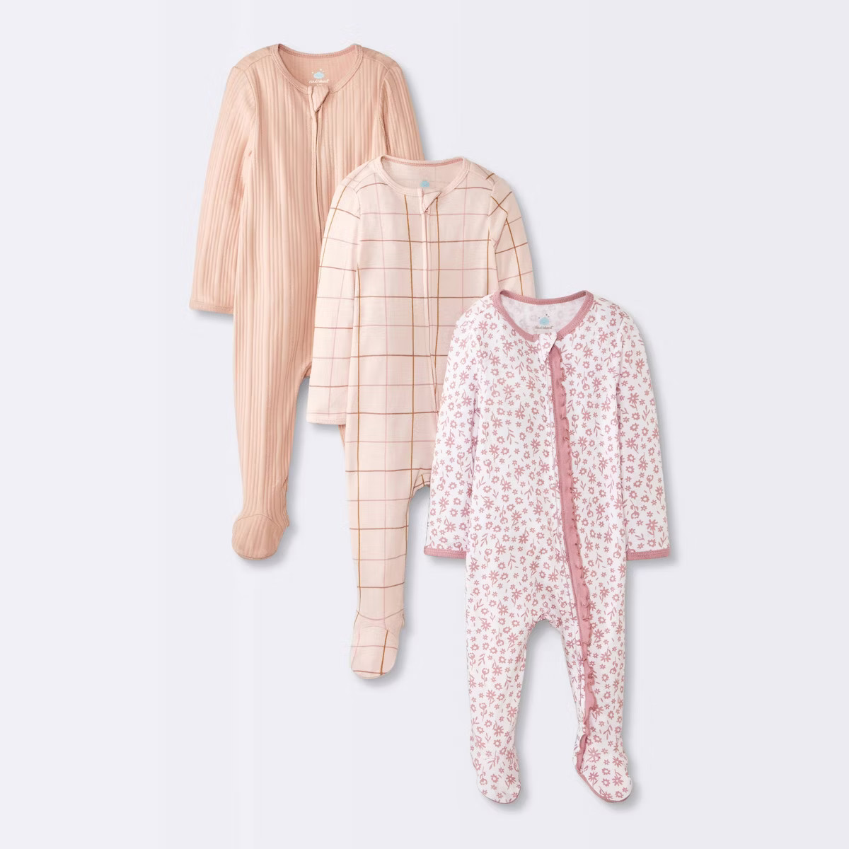 Baby Girls' 3pk Floral Sleep N' Play - Cloud Island™ Peach | Target