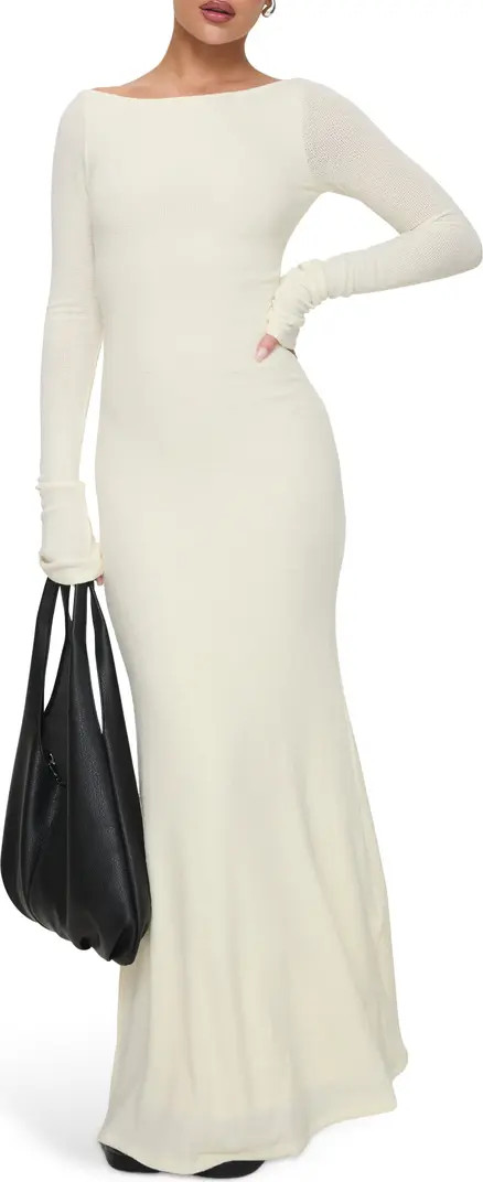 Snyder Open Back Long Sleeve Sheer Maxi Dress Long Sleeve White Dress With Sleeves Vacation Maxi    | Nordstrom