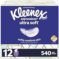 Kleenex Expressions Ultra Soft Facial Tissues, Soft Facial Tissue, 12 Cube Boxes, 45 Tissues per Box | Amazon (US)