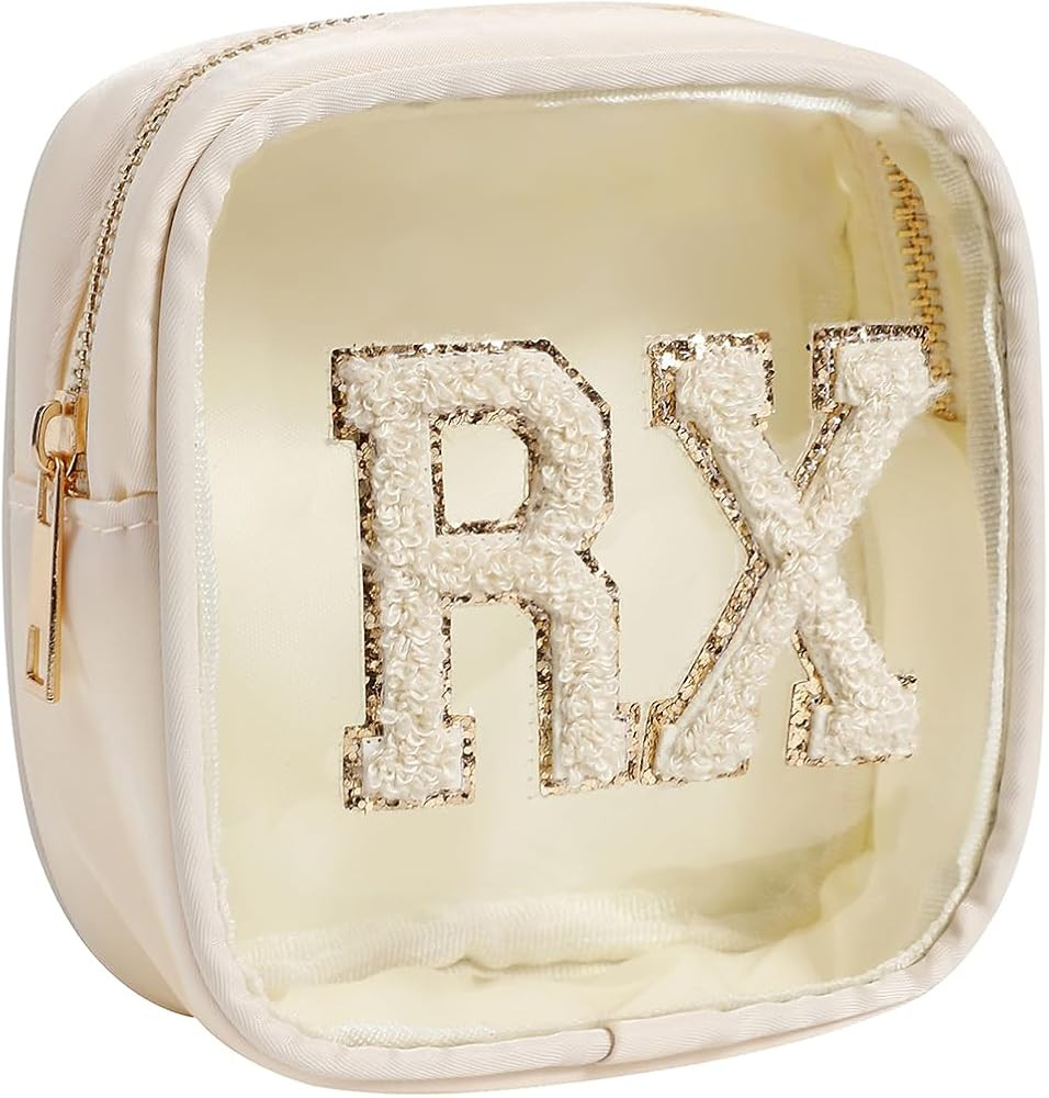 Small Chenille Letter Clear Medicine Makeup Bags,Nylon PVC Waterproof Rx Pouch with Metal Zipper,... | Amazon (US)