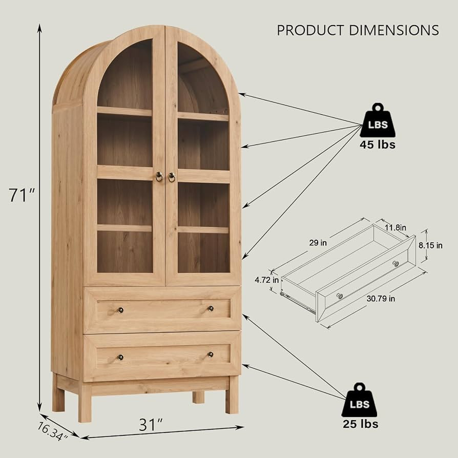IFGET 71" Tall Arched Kitchen Pantry, Modern Farmhouse Wood Kitchens Storage Cabinets with 2 Larg... | Amazon (US)