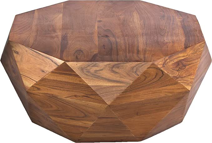 The Urban Port Diamond Shape Acacia Wood Coffee Table with Smooth Top, Dark Brown | Amazon (US)