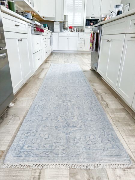 Coastal kitchen rug. Coastal kitchen. Light blue kitchen rug. Kitchen favorites. Kitchen must-haves. Runner rug. Serena and Lily rug. 

#LTKHome #LTKFamily #LTKFindsUnder100