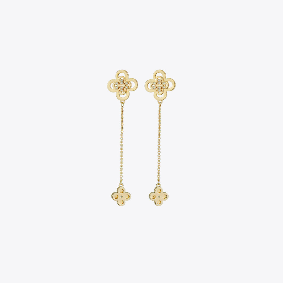 Tory Burch Kira Clover Front-Back Stud Earring | Tory Burch (US)