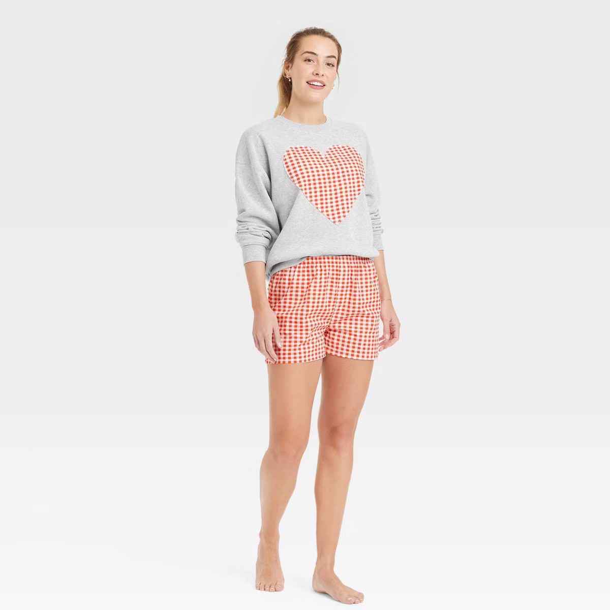 Women's Gingham Graphic Boxer Shorts - Red | Target