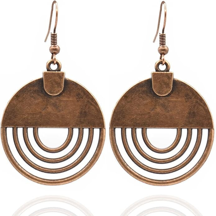 Boho Teardrop Earrings, Handmade Copper Bohemian Earrings, Dangle Antique Ethnic Jewelry for Wome... | Amazon (US)