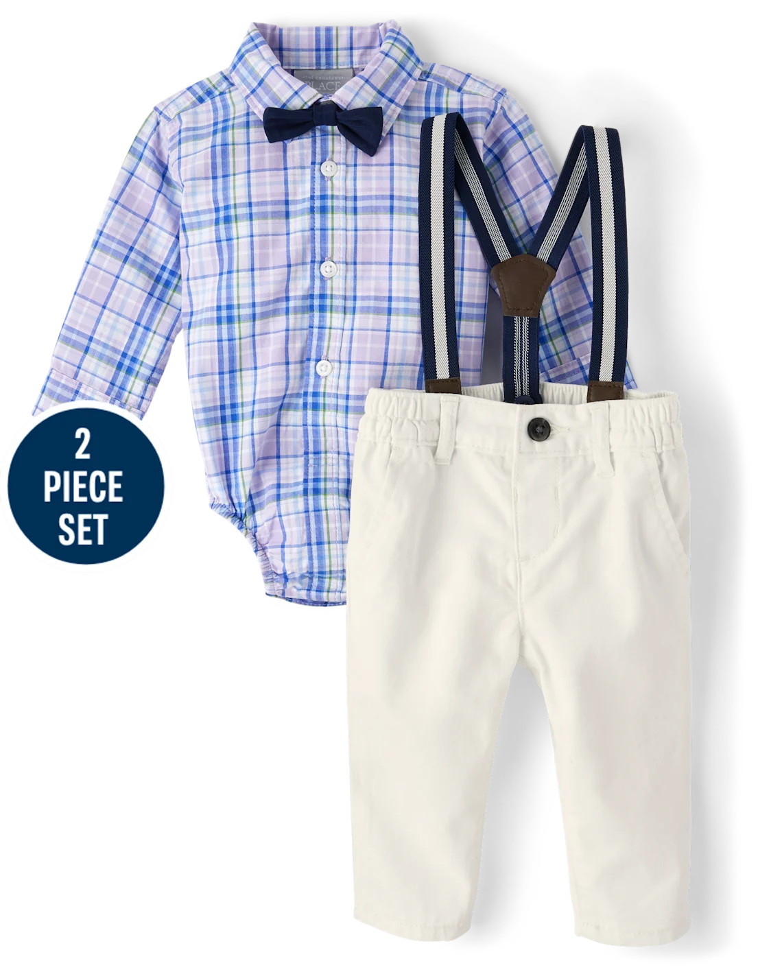 Baby Boys Dad And Me Plaid Poplin 2-Piece Outfit Set - purple | The Children's Place