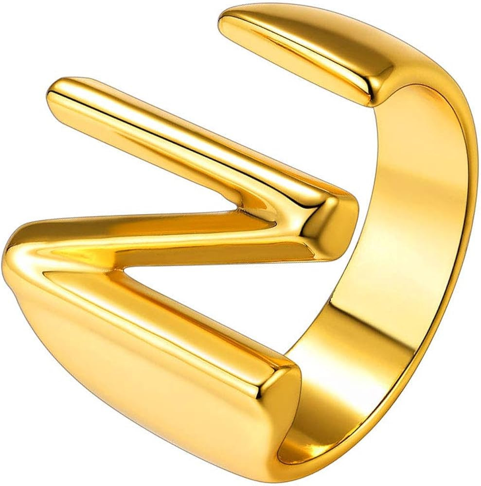 Amazon.com: Suplight Women's Statement Rings, A-Z Stacking Initial Letter Ring, Personalized Bold... | Amazon (US)