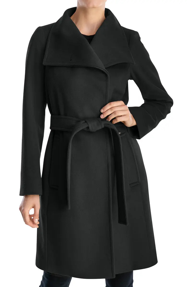 Belted Asymmetrical Wool Blend Trench Coat | Nordstrom Rack