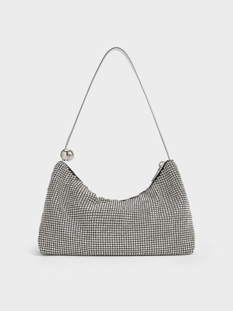 Noir Patent Crystal-Embellished Two-Way Bag | CHARLES & KEITH | Charles & Keith US