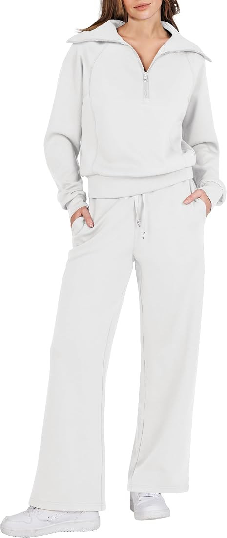Prinbara Women 2 Piece Outfits Lounge Sets 2024 Winter Oversized Sweatshirt Wide Leg Pant Casual ... | Amazon (US)