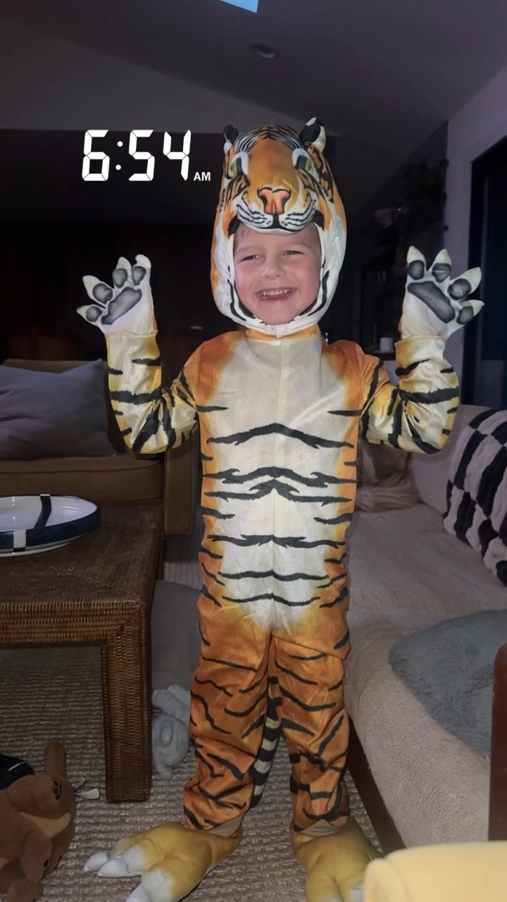 immediately put on the tiger costume upon waking up 😂😂