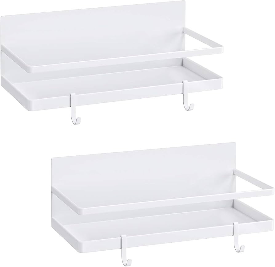 Magnetic Spice Rack, Thipoten Strong Magnetic Shelf with 2 Removable Hooks, Perfect Space Saver f... | Amazon (US)