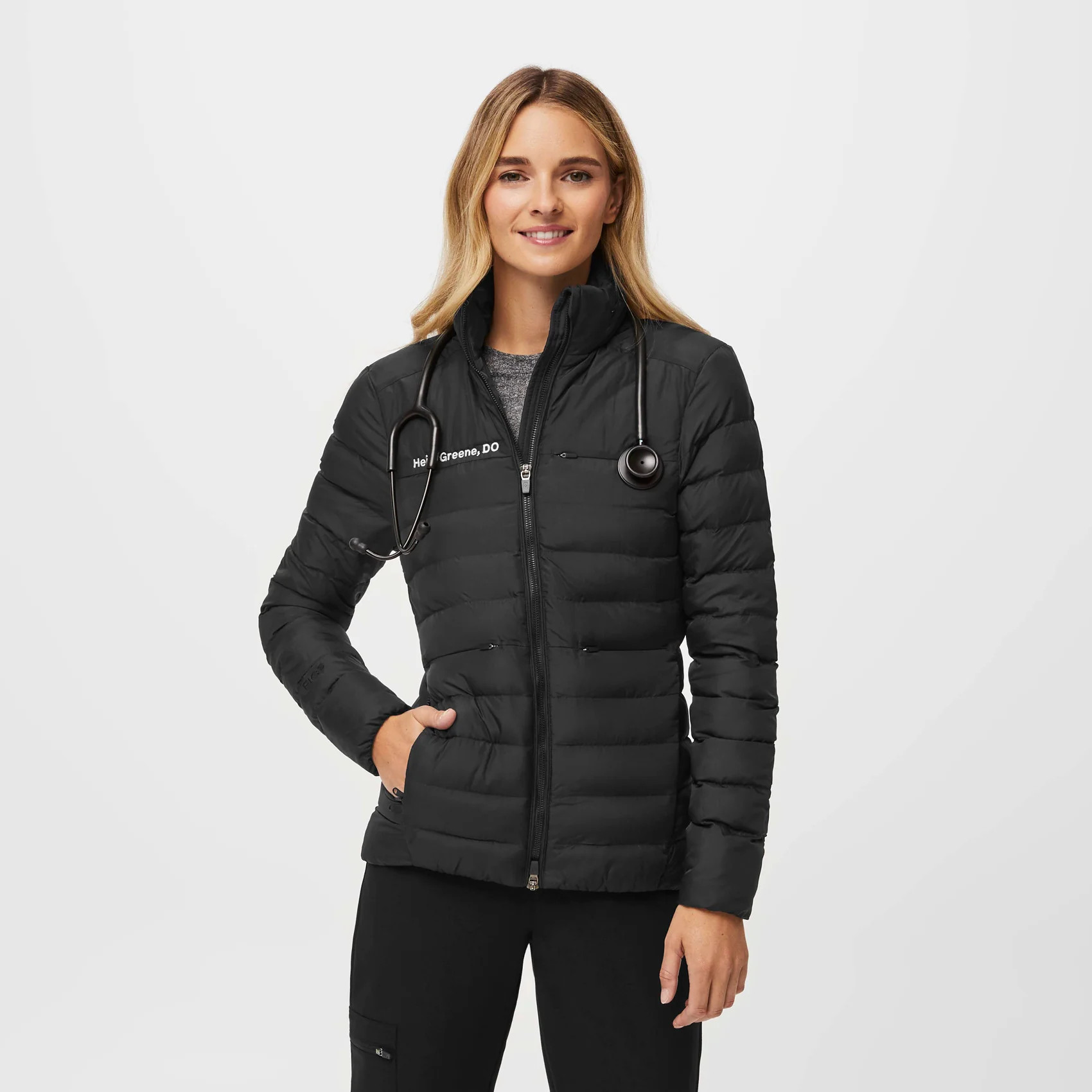 Women’s On-Shift Packable Puffer Jacket™ - Black · FIGS | FIGS