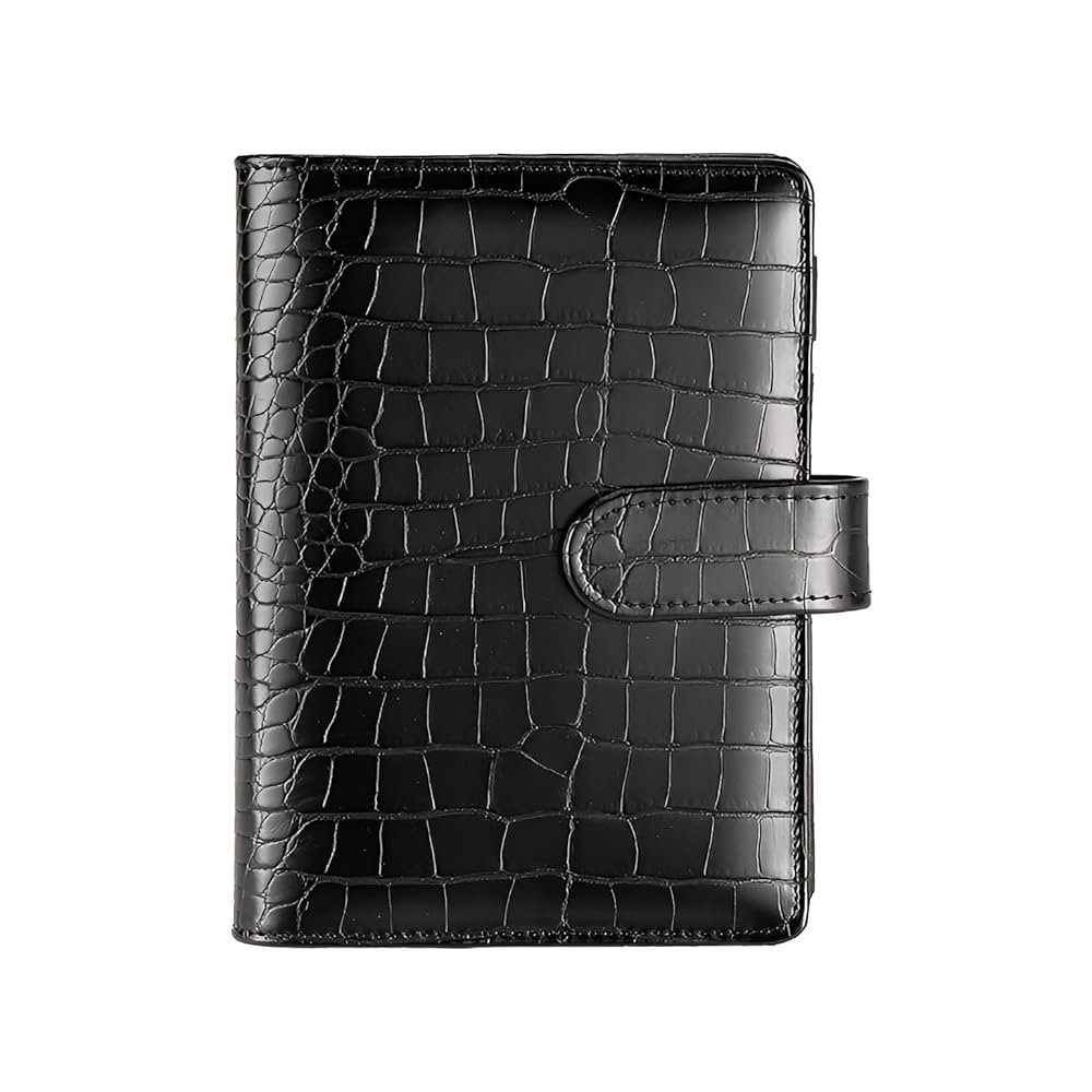 A5 6 Ring Binder Cover Crocodile - Large PU Leather Notebook Binder with Hidden Snap Buckle, Refi... | Amazon (US)