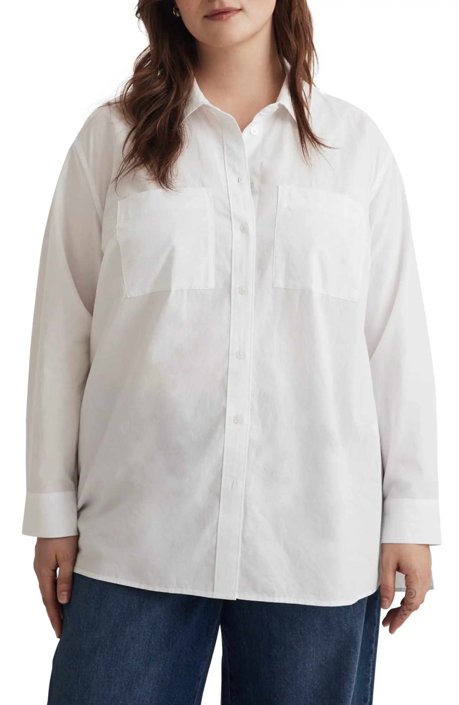 Madewell Signature Poplin Oversize Patch Pocket Button-Up Shirt | Nordstrom | Nordstrom