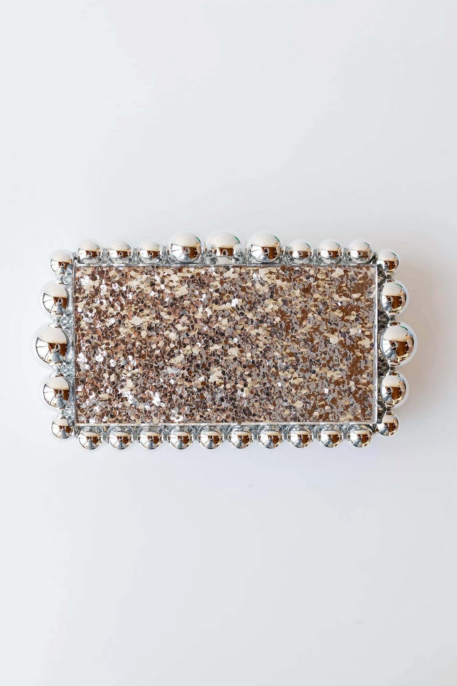Women's Laura Glitter Clutch Bag In Silver | Shop Simon