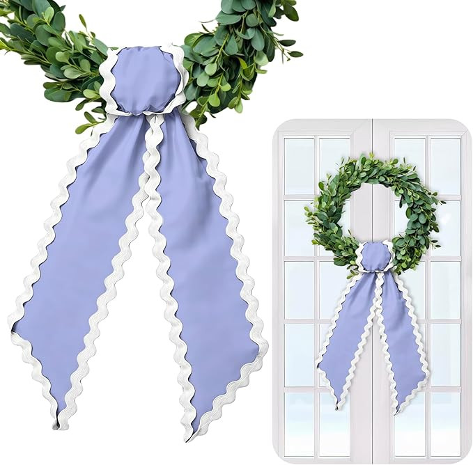 AnyDesign 2 Pcs Wreath Sash for Front Door Dusty Blue Garland Ribbon for Holiday Wedding Party Ho... | Amazon (US)