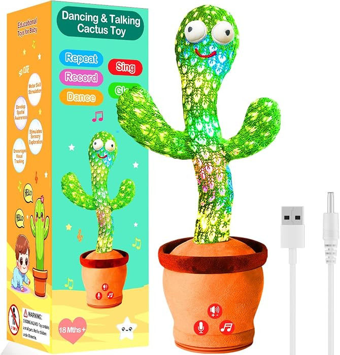 Rechargeable Dancing Talking Cactus Toy Mimics back, Singing Cactus Baby Toy, Educational Baby To... | Amazon (US)
