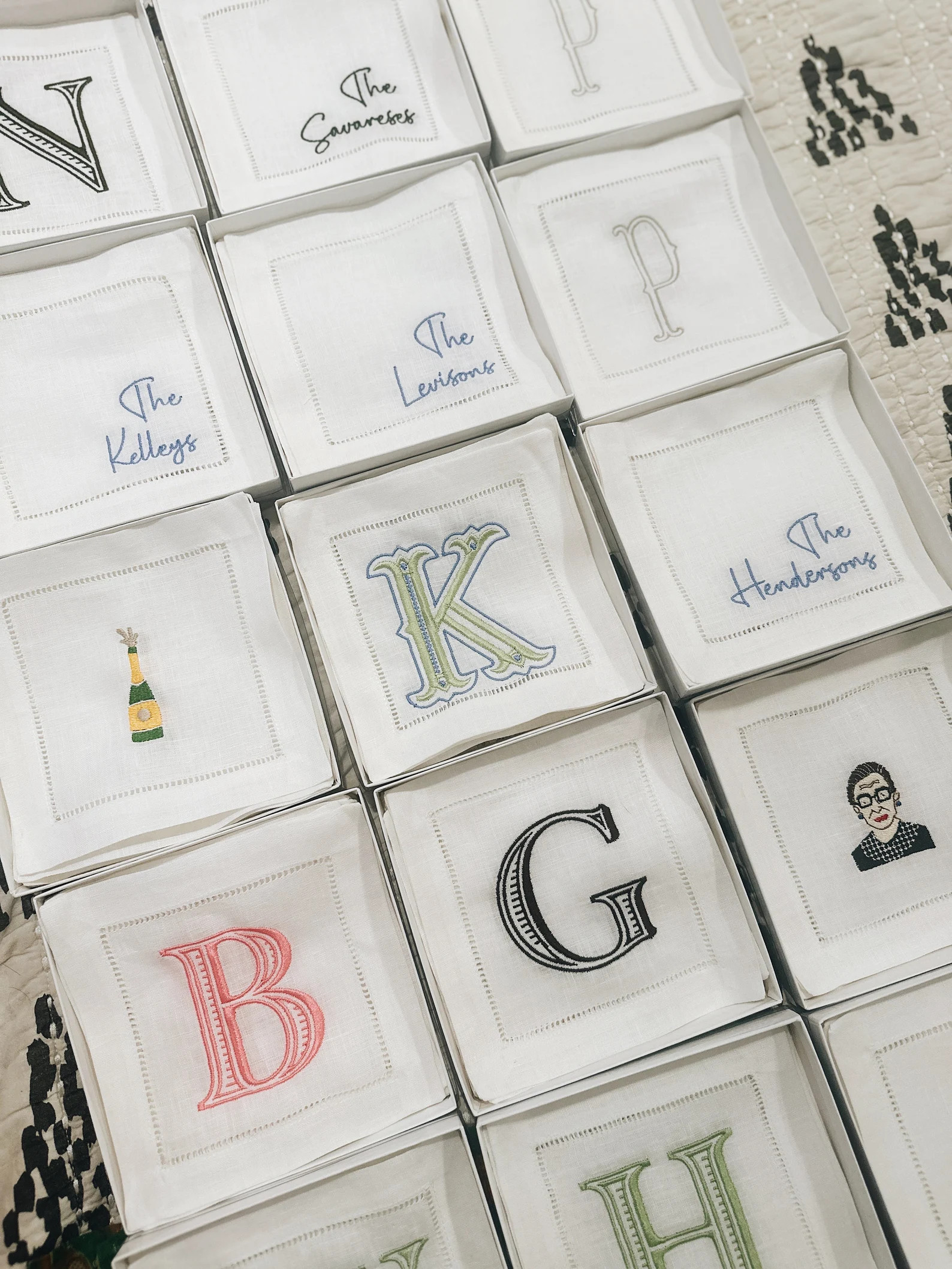 Simple Last Name Linen Cocktail Napkins - Dream Font - Etsy | Etsy (US)