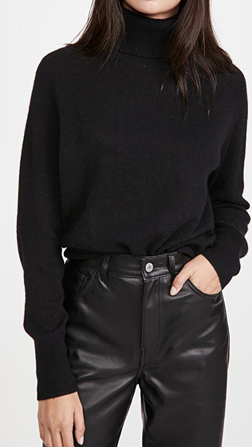 Ribbed Trim Cashmere Turtleneck | Shopbop