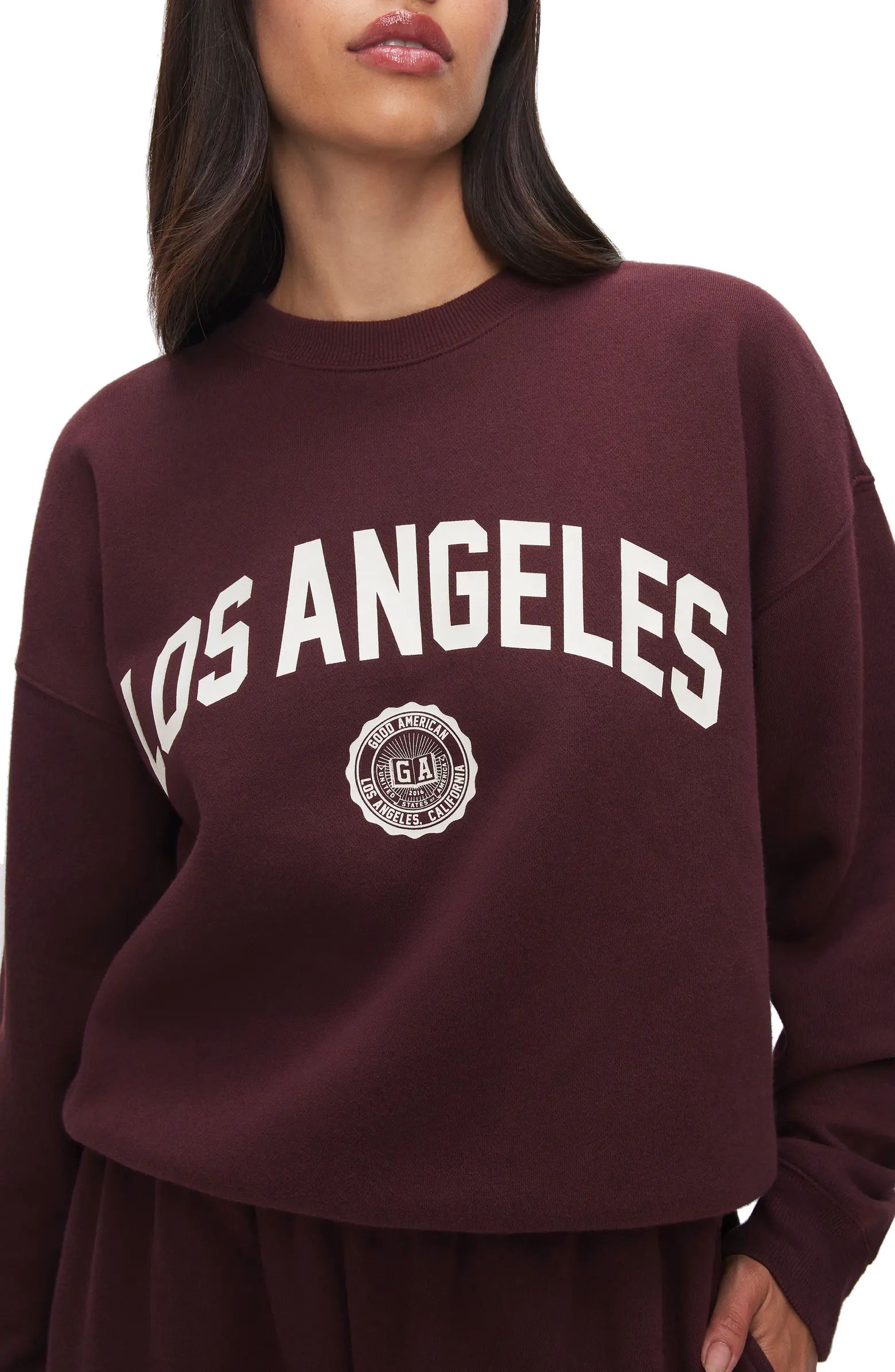 Good American Los Angeles Brushed Fleece Graphic Sweatshirt | Nordstrom | Nordstrom