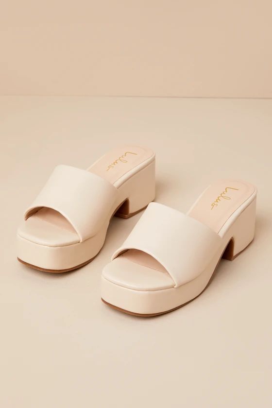 Etain Bone Platform Slide Sandals | Lulus