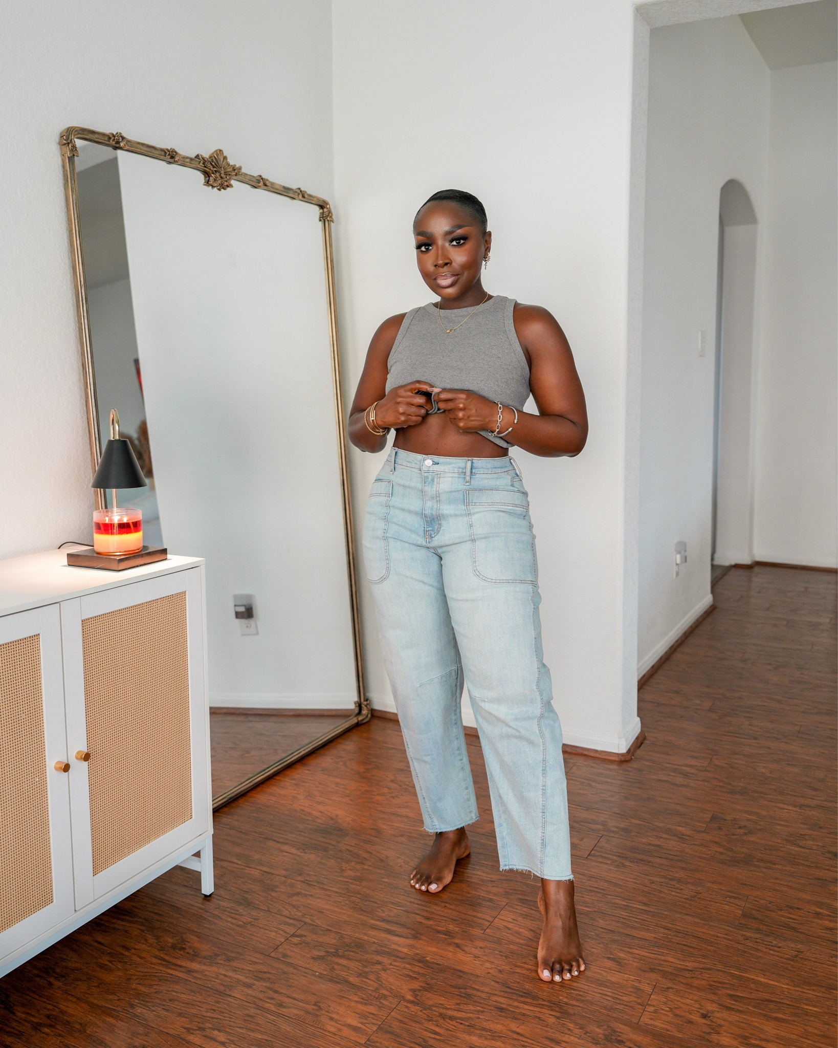 Walmart said “we gon give you soft and stretchy tanks and jeans, because you need them!” Wearing a L in the top and 10 in the barrel jeans. Cute! #walmart #summeroutfit #jessicasimpson #scoop 

#LTKStyleTip #LTKFindsUnder50 #LTKBeauty