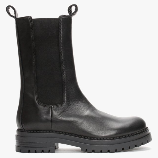 Izzie Black Leather Elongated Chelsea Boots | Daniel Footwear (UK)