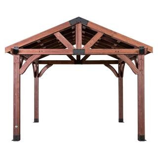 Arlington 12 ft. x 12 ft. Wooden Gazebo with Steel Roof | The Home Depot