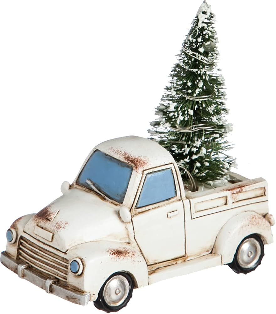 Topadorn Holiday Truck with LED Light Up Tree Table Decor Miniature Home Ornaments Figurine, Whit... | Amazon (US)