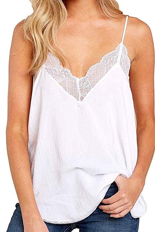Astylish Women's Summer Sexy V Neck Casual Sleeveless Cami Tank Tops | Amazon (US)