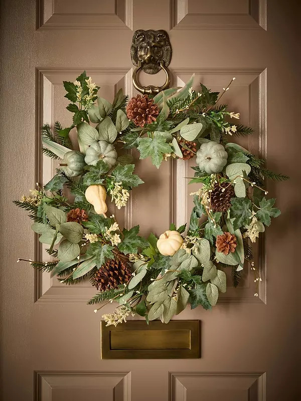 Scottish Everlastings 65 cm Premium Autumn  Pumpkin Wreath Green | Very (UK)