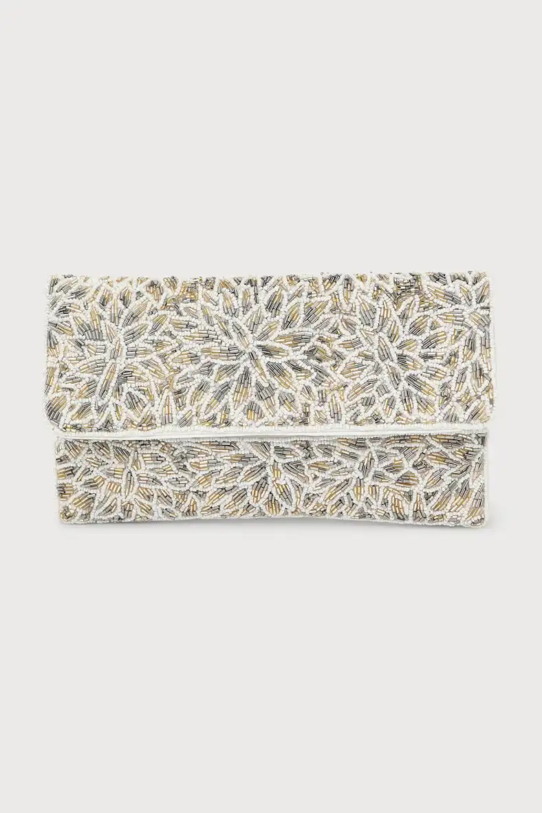 Glam Aspirations White Multi Beaded Clutch | Lulus