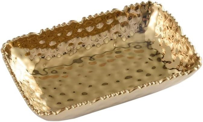 Pampa Bay CER-2732-G Rectangular Dish in Golden Millennium, 7-inch Length, Porcelain | Amazon (US)