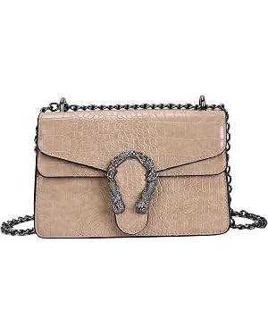 Leather Shoulder Bag Chain Purse for Women - Fashion Crossbody Bags Vintage Snake Print Underarm ... | Amazon (US)